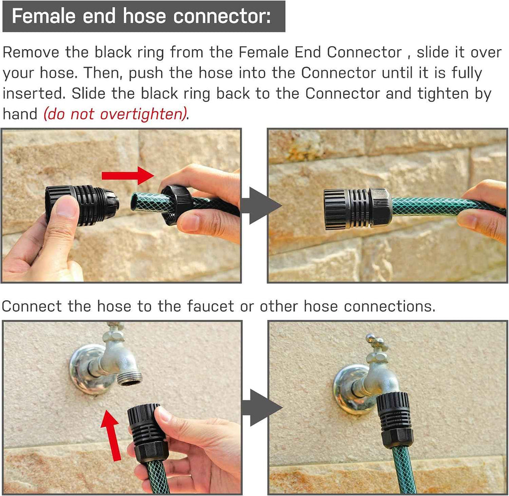 Eden DIY Garden Hose and Faucet Connector - 10-Piece Set (Model#99910), Red, Black