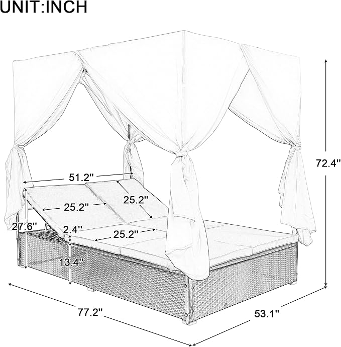 Wicker Metal Outdoor Patio Daybed - Image 2