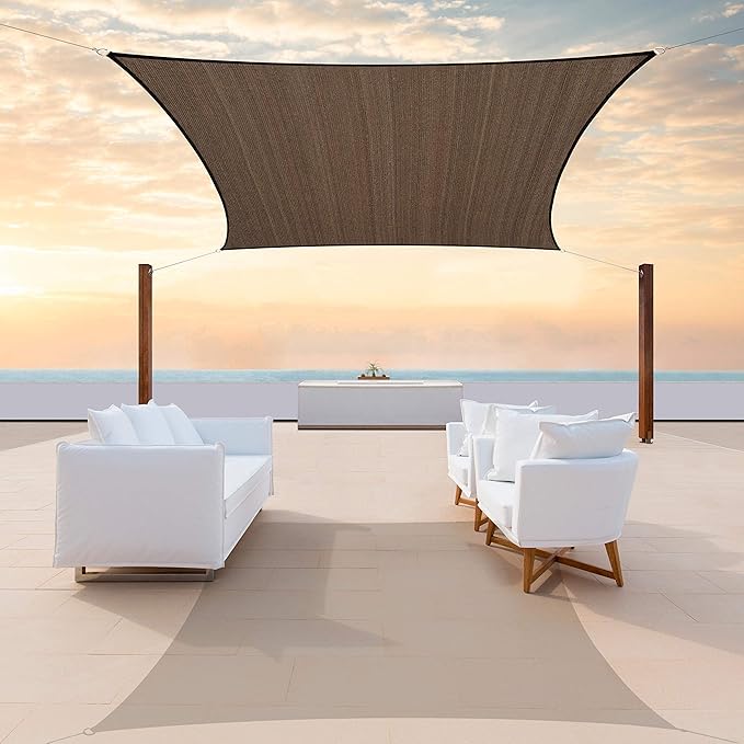 ColourTree TAPR1616 Custom Size 19' x 24' Brown Sun Shade Sail Canopy UV Block by ColourTree