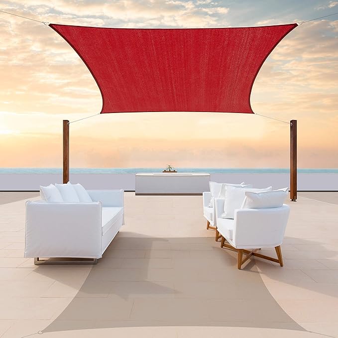 ColourTree TAPR1616 Custom Size 7' x 10' Red Sun Shade Sail Canopy UV Block by ColourTree