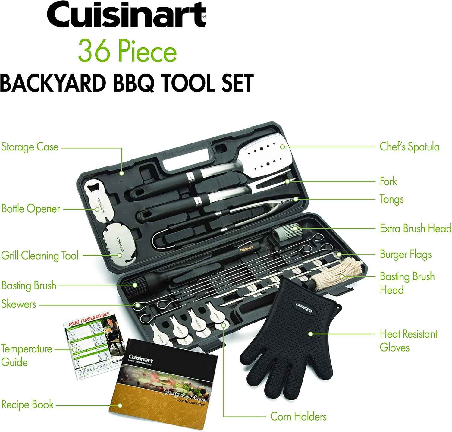 Cuisinart CGS-8036 Grill, BBQ Tool Set, 36-Piece