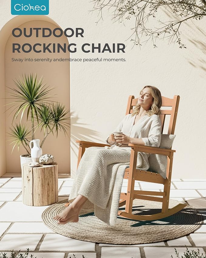 Ciokea Oversized Outdoor Rocking Chairs Set of 3, 380lbs Heavy-Duty Large Patio - Image 8