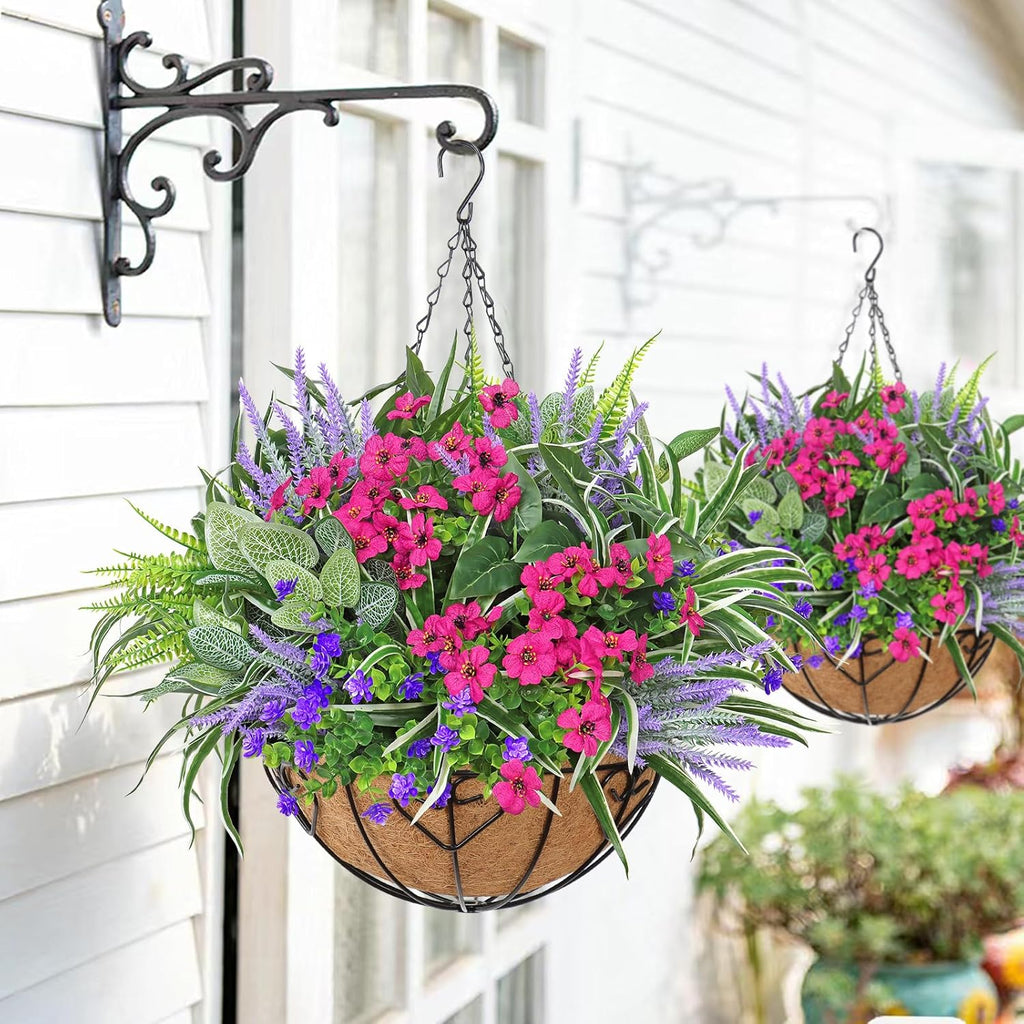 20 Bundles Artificial Plants Outdoor Fake Flowers Faux Greenery Stems | DEMIUKO UV Resistant Fake Ferns Shrubs Plastic Plants for Garden Patio Porch Yard Window Box Home Decor