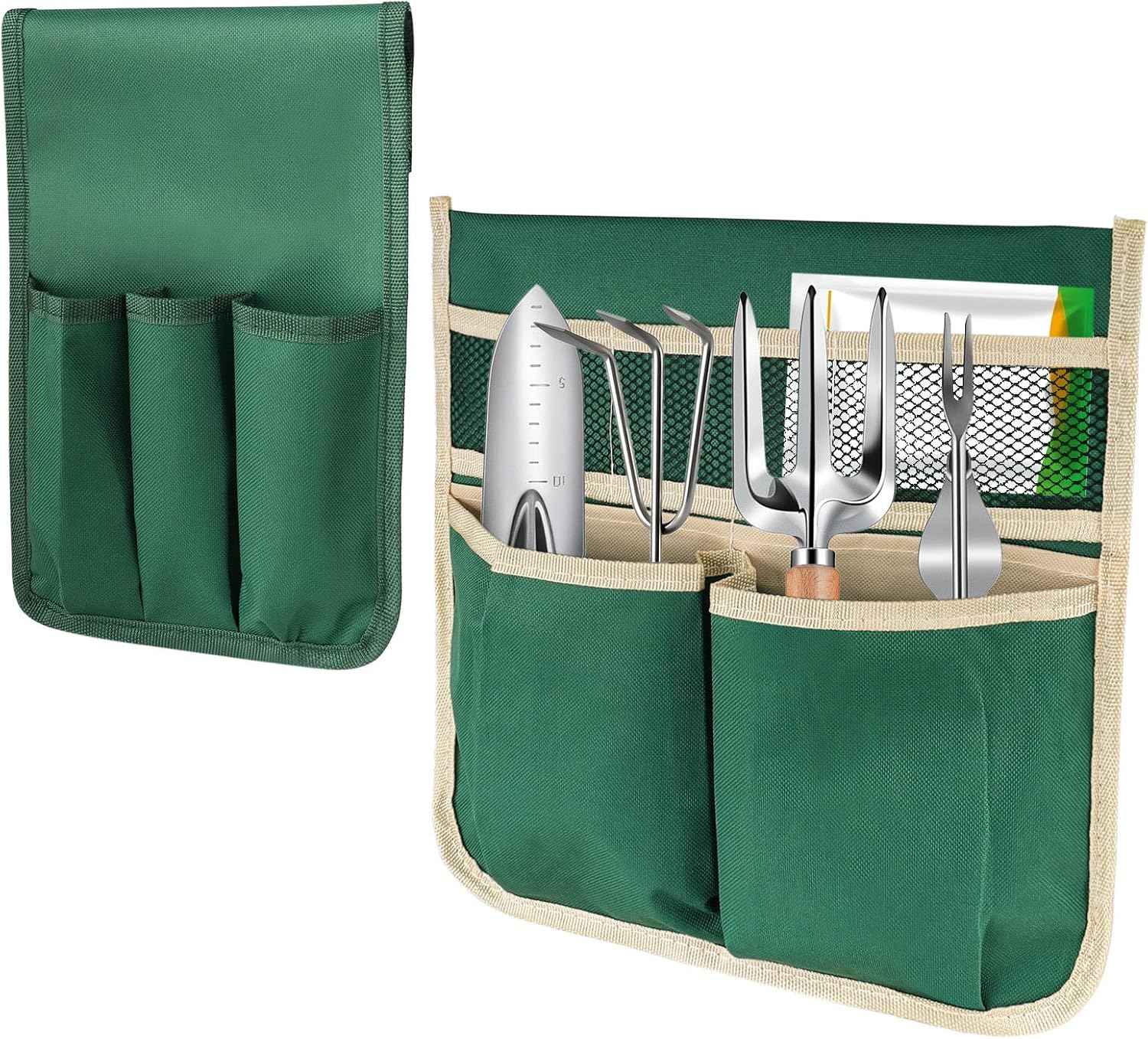 YBB 2 Pack Garden Pouches for Kneeler, Portable Tool Storage Bags Oxford Multiple Storage Pockets Organizer for Outdoor Gardening Kneeling Stool