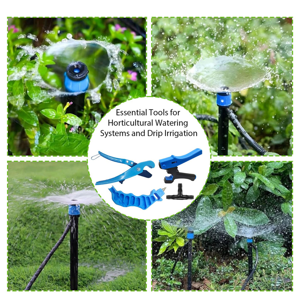Drip Irrigation Hole Punch Tool, Pipe Cutter, Hole Punch, 100T Connectors | This 2-in-1 punching and cutting tool set comes with 100 T-fittings and is suitable for 16/20/25-millimeter PE pipes.