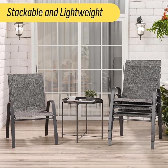 Betterhood Patio Chairs Set of 4, Stackable Outdoor Dining Chairs Set - Image 8