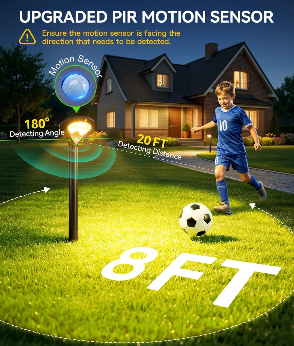 ELECLINK Solar Pathway Lights Outdoor with Motion Sensor, 6 Pack Security Solar Garden Lights, 400LM Bright LEDs, Larger Glass Panel, 3 Modes Waterproof Path Lights for Yard Patio Walkway Driveway