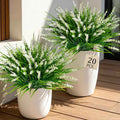 20Pcs Fake Plants Artificial Flowers Monkey Grass for Outdoors，UV Resistant Realistic White Artificial Plants Outdoor，No Fade Greenery Shrubs Outside Decor for Courtyard Porch Patio Garden