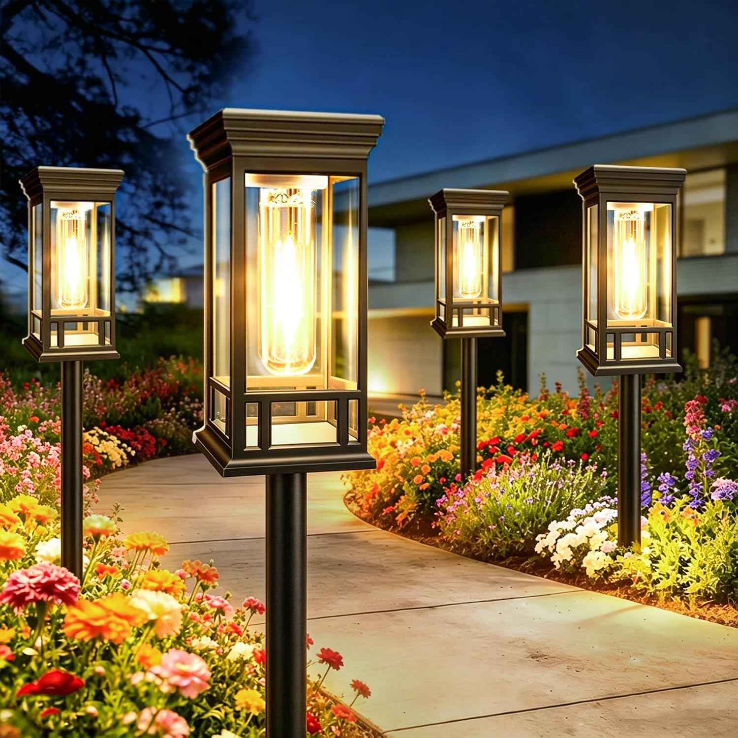 12 Pack Solar Pathway Lights Outdoor Waterproof, Bright Solar Garden Lights | Auto On/Off, Solar Lights Outdoor for Yard, Sun-Powered Landscape Lights for Path Walkway Lawn Driveway Patio Decor