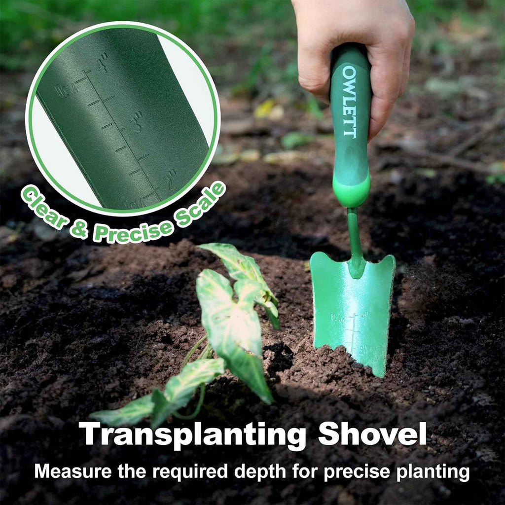 Garden Trowel with Measurements, High-Hardness Small Hand Shovel with Soft Ergonomic Handle, Rustproof Potting Trowel Gardening Hand Tools for Digging, Planting, Transplanting, Weeding