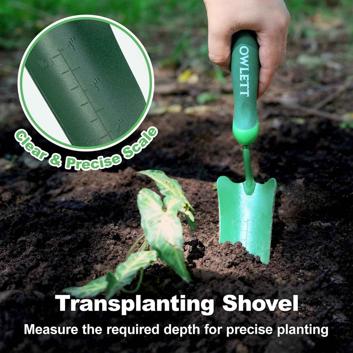 Garden Trowel with Measurements, High-Hardness Small Hand Shovel with Soft Ergonomic Handle, Rustproof Potting Trowel Gardening Hand Tools for Digging, Planting, Transplanting, Weeding