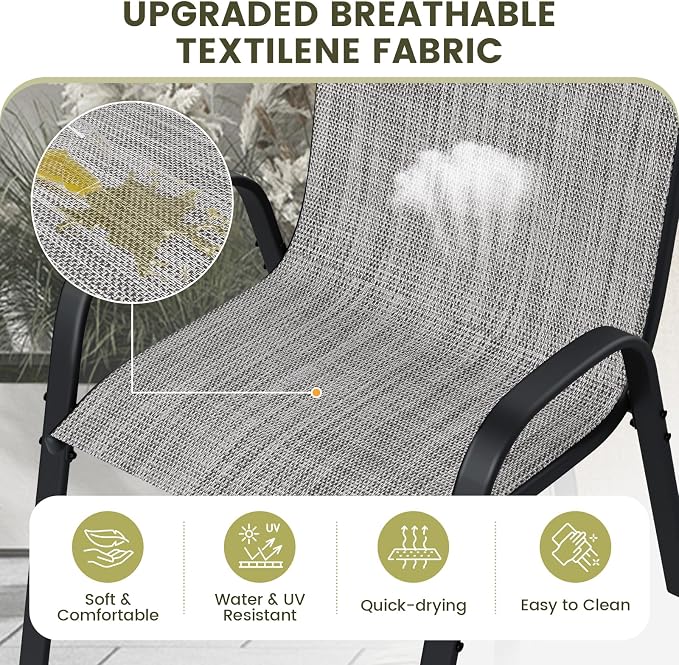 UDPATIO Patio Chairs Set of 4, Stackable Outdoor Dining Chairs - Image 4