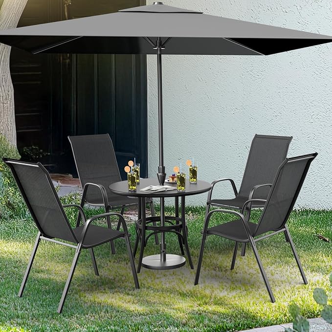 VINGLI Patio Chairs Set of 8 – Stackable Outdoor Dining Chairs - Image 2