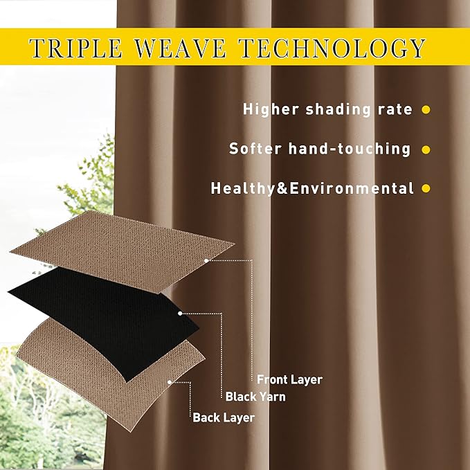 NICETOWN 2 Panels Blackout Patio Waterproof Outdoor Curtains, Thermal Insulated - Image 5