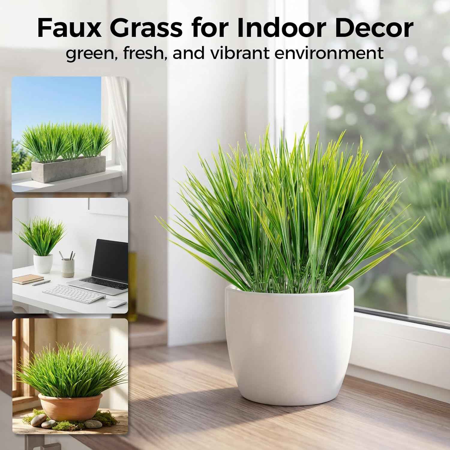 MAQIHAN 10PCS Artificial Grass Plants - Faux Wheat Greenery Outdoor Decor | Realistic UV Resistant Fake Grass Stems for Planters, Porch, Patio, Garden, Artificial Greenery for Indoor Outdoor Decoration
