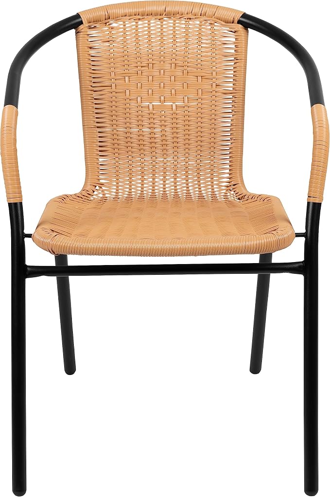 Flash Furniture Lila 2 Pack Beige Rattan Indoor-Outdoor Restaurant Stack Chair - Image 10