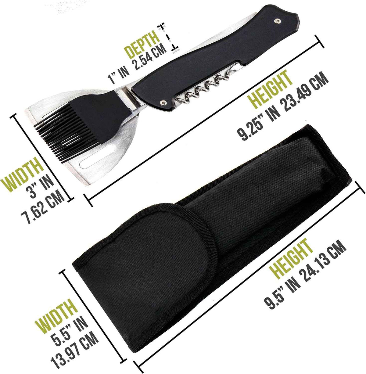 Iconikal 4-in-1 Folding Camping Grilling Tool Turner Spatula Grill Brush