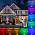 Outdoor Christmas Decorations Lights 13.8ft 200 LED Christmas Lights with 11 Stars,Dimmable Curtain Fairy Light with 8 Modes for Wedding Party Holiday Christmas Decor(RGB)