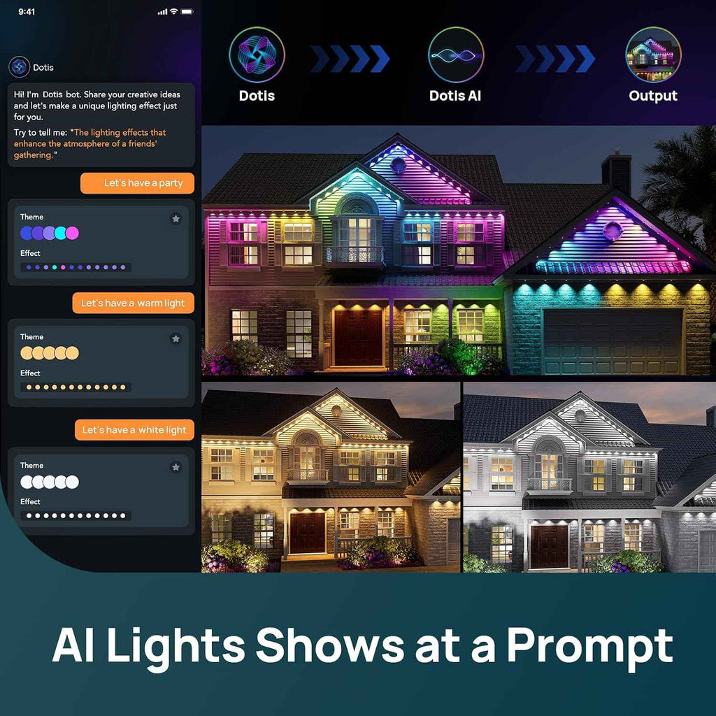 Linkind Permanent Outdoor Lights HP5, 100ft Smart Outdoor Lights for House | AI Dotis, RGBTW LED Outdoor Lights,85 Scenes Modes, IP67 Waterproof, Works with Alexa,Google Assistant