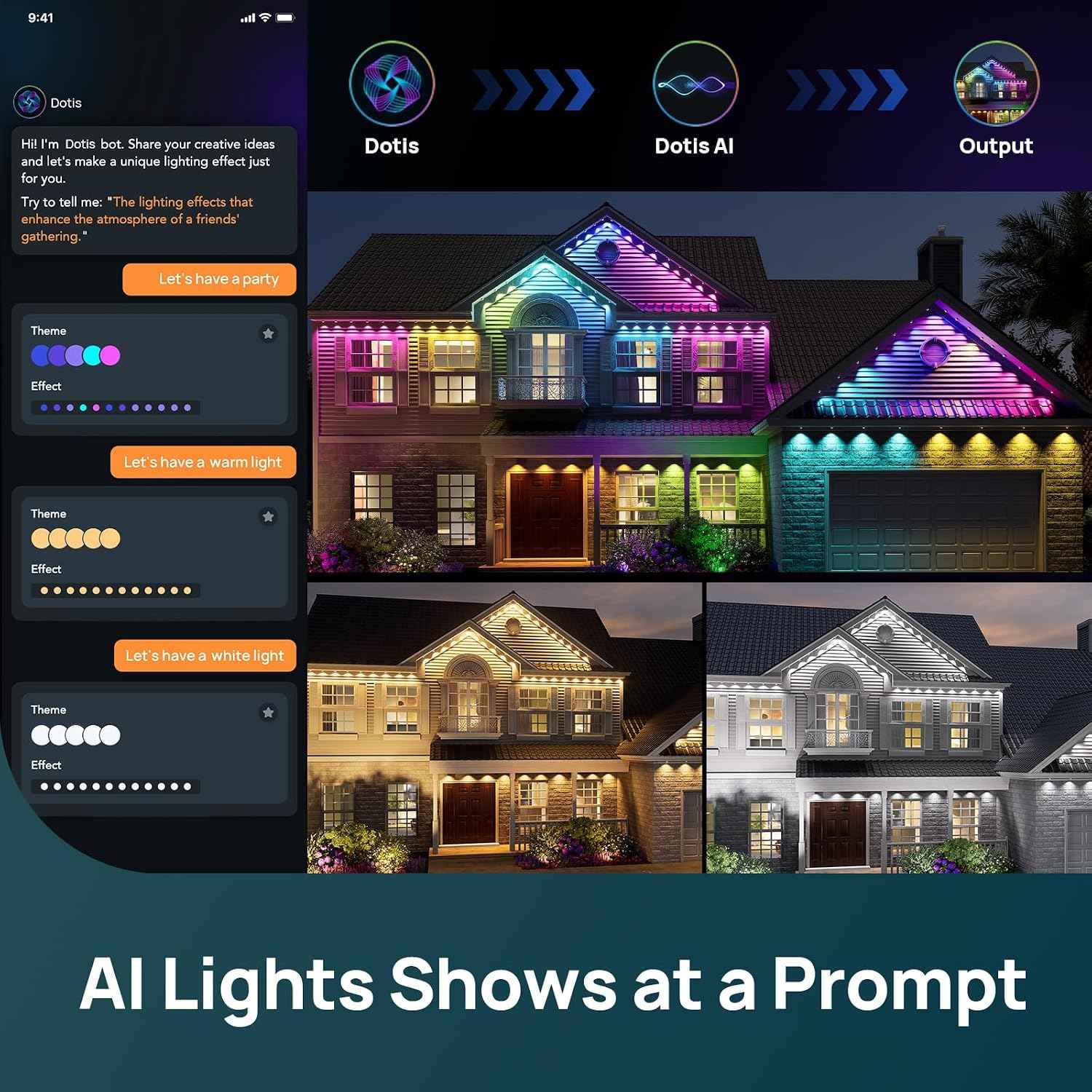 Linkind Permanent Outdoor Lights HP5, 100ft Smart Outdoor Lights for House | AI Dotis, RGBTW LED Outdoor Lights,85 Scenes Modes, IP67 Waterproof, Works with Alexa,Google Assistant