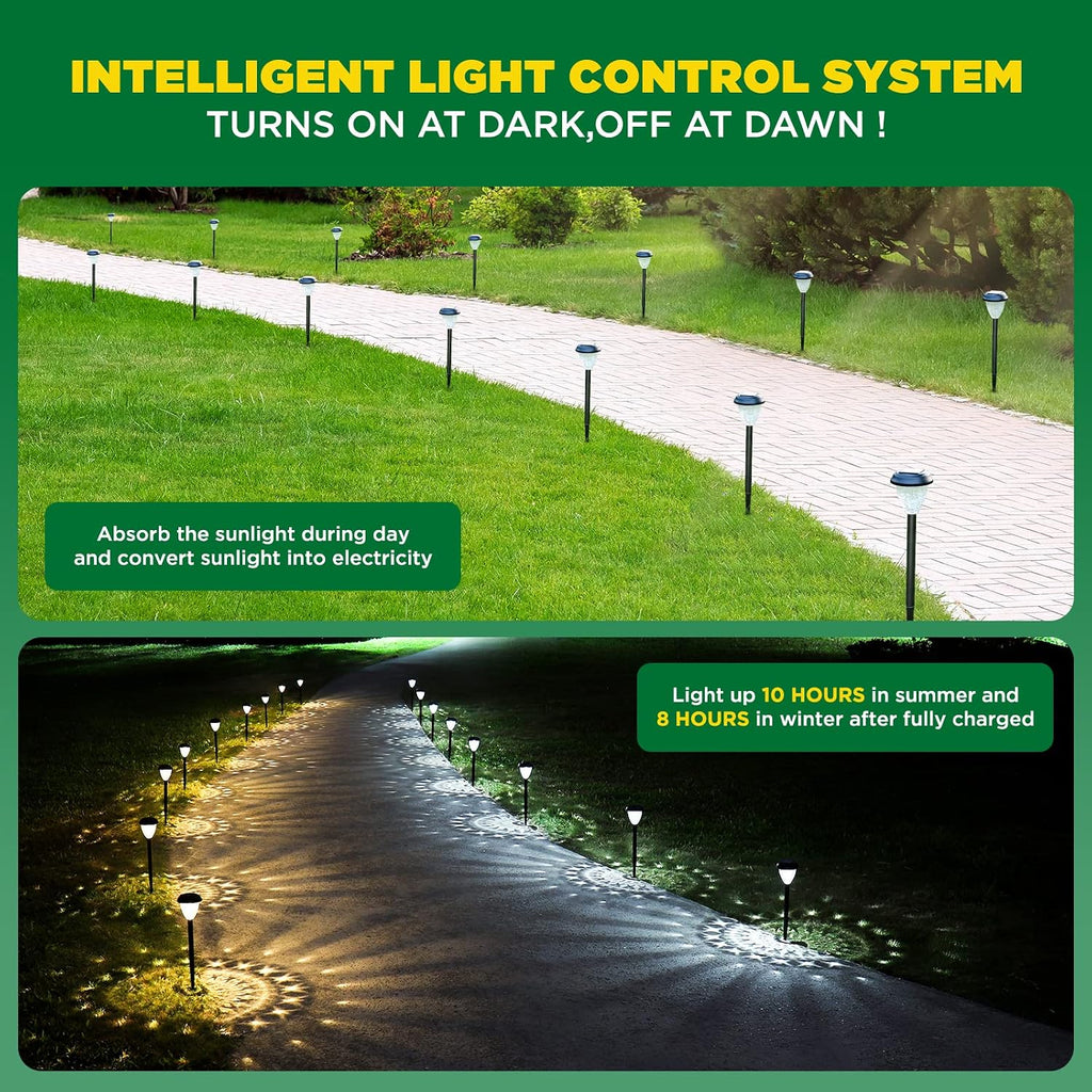 URAGO Super Bright Solar Lights Outdoor Waterproof-10 Pack, Dusk to Dawn Up to 12 Hrs Solar Powered Outdoor Pathway Garden Lights Auto On/Off, LED Landscape Lighting Decorative for Walkway Patio Yard