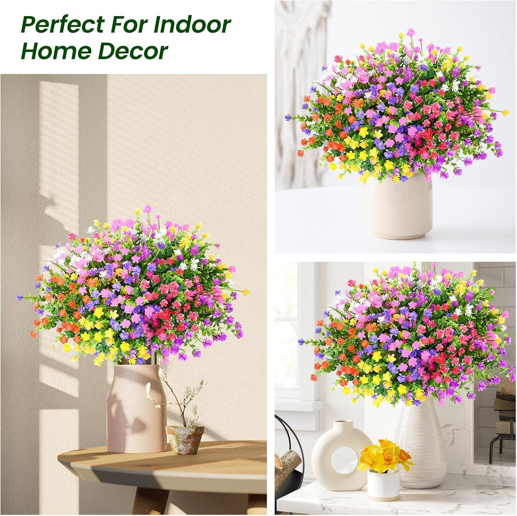 Artificial Flowers for Outdoors,20Bundles Artificial Plant UV Resistant Fake Flowers Greenery Shrubs Plants for Decoration Outdoor Plants Hanging Planter Home Garden Decor (Mix 2)