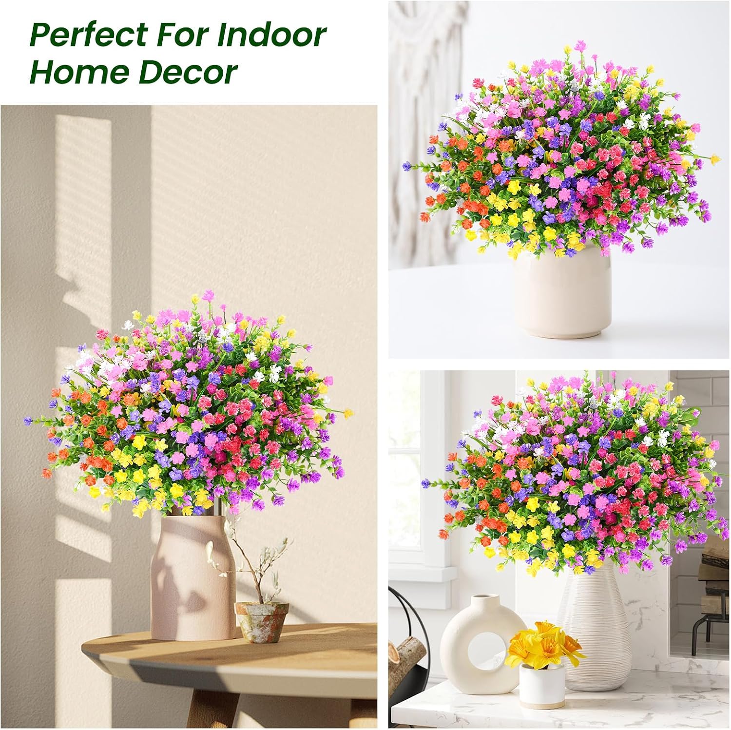 Artificial Flowers for Outdoors,20Bundles Artificial Plant UV Resistant Fake Flowers Greenery Shrubs Plants for Decoration Outdoor Plants Hanging Planter Home Garden Decor (Mix 2)