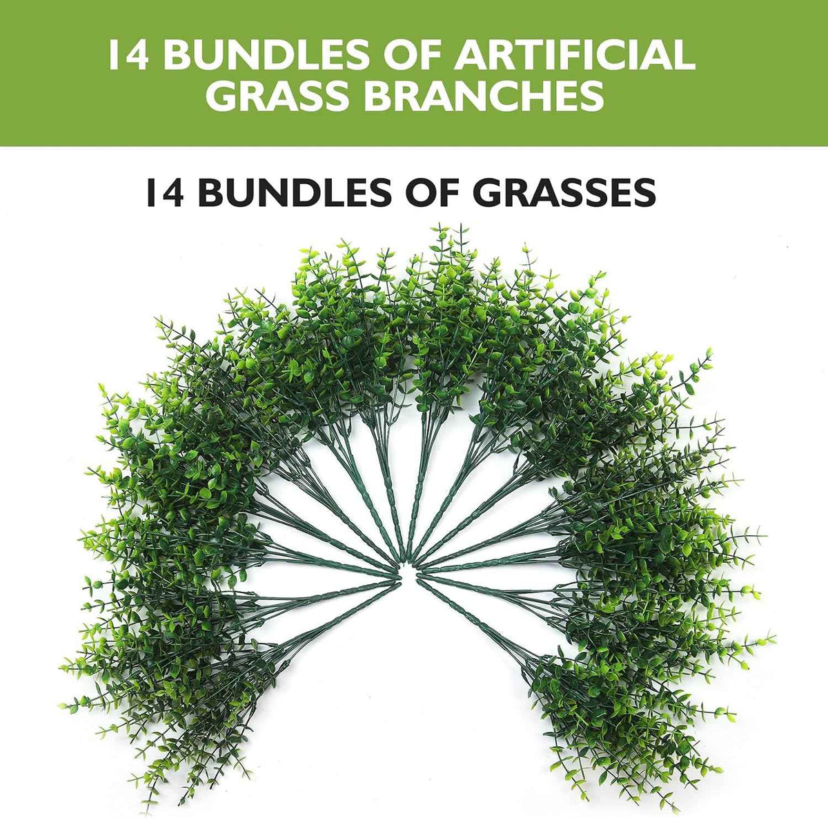 14 Bundles Artificial Grass UV Resistant Faux Silk Plants Outdoors Decor | Faux Flowers, Realistic Plastic Flowers, No Fade for Indoors Outside Garden Porch Yard Patio Window Home Decoration