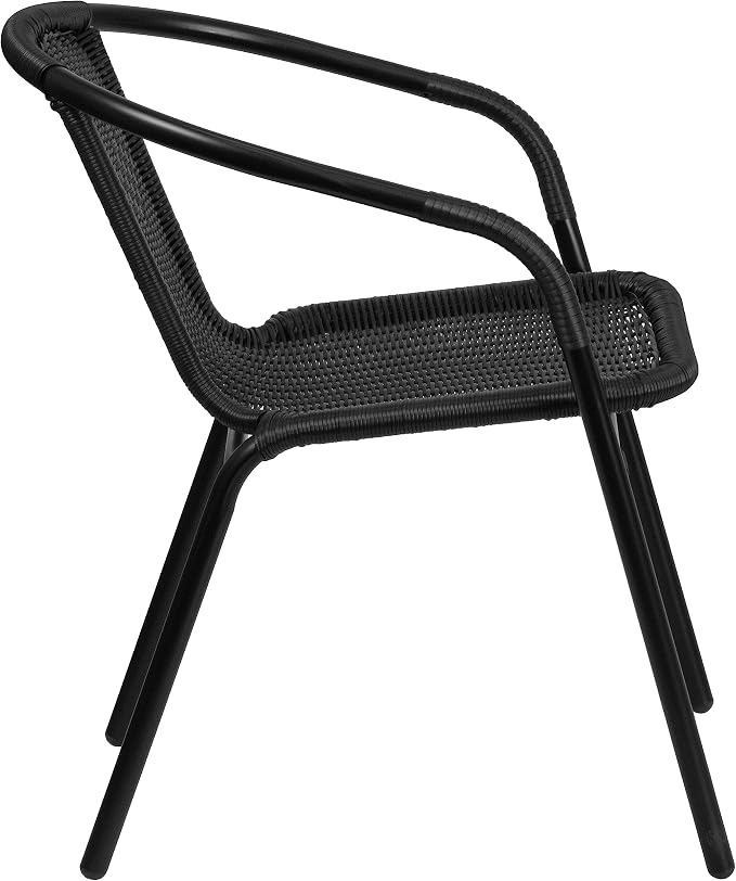 EMMA + OLIVER Set of 2 Modern Rattan Indoor/Outdoor Stack Chairs, Stacking - Image 10