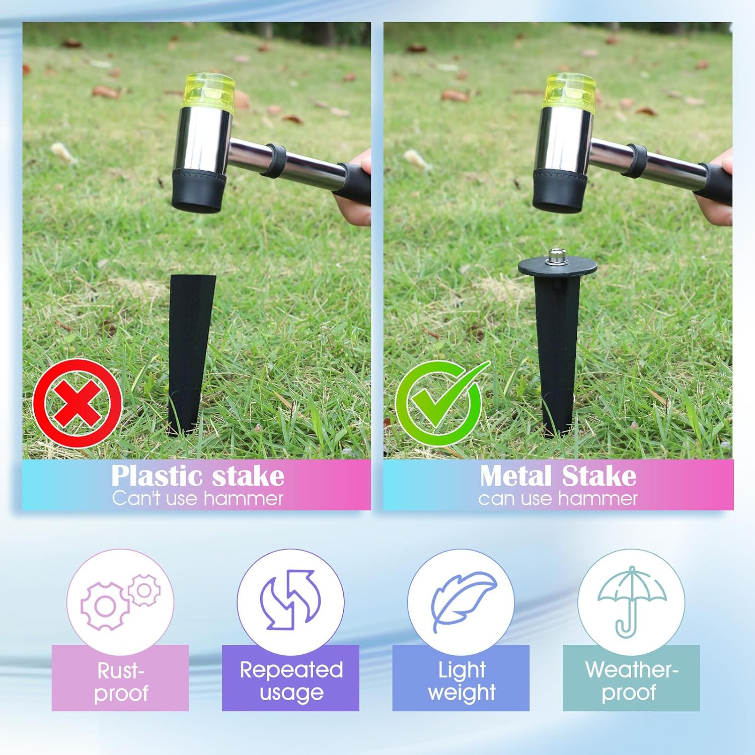 Zhengmy 16 Pack Metal Ground Stakes for Flood Light Solar Lights LED,Black | Threaded Spike with 16 Hex Screws, 6.3 Inch Replacement for Landscape Path Yard Lawn Gardens, Durable Metal Outdoor