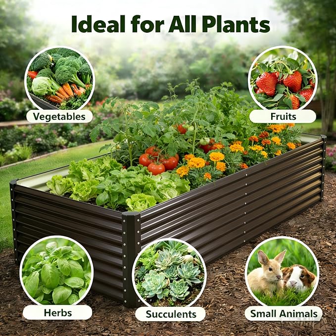 Galvanized Raised Garden Bed Kit Outdoor Patio, Deep Root Box Planter - Image 7
