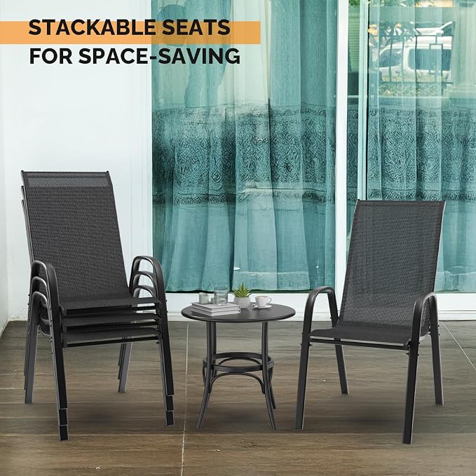 VINGLI Patio Chairs Set of 6 – Stackable Outdoor Dining Chairs - Image 7