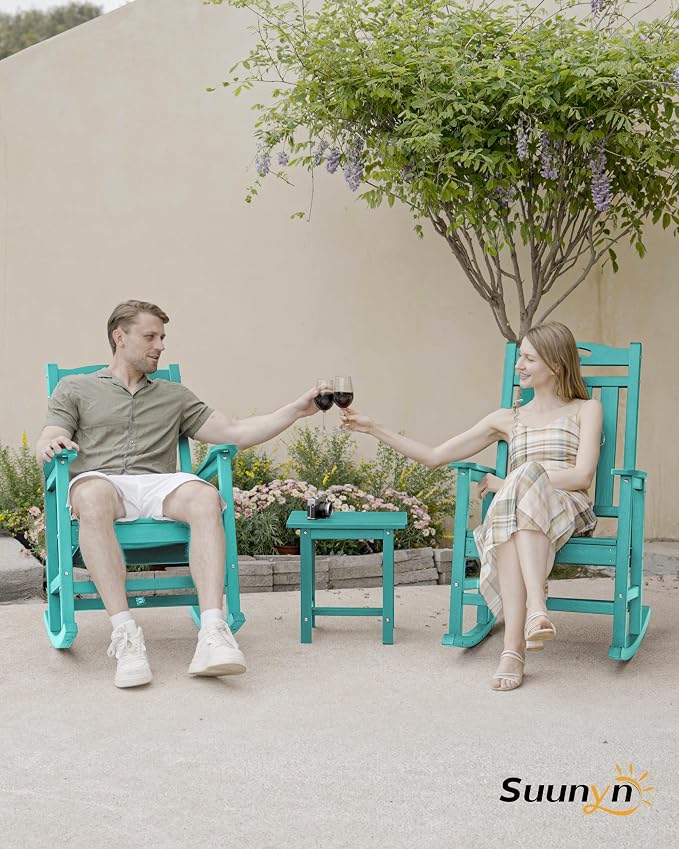 Oversized Rocking Chairs Outdoor Set of 4, High Back Porch Rocking Chair - Image 7