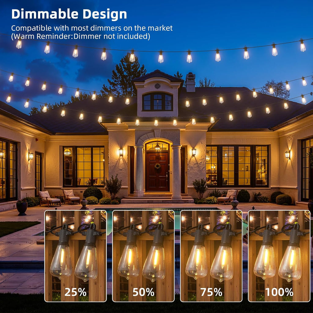 ST38 LED Outdoor String Lights, 240FT Waterproof IP65 Hanging Patio Lights | 120+4 Shatterproof ST38 Bulbs, Waterproof IP65, 2700K Warm White, Dimmable, Perfect for Patio Backyard Gazebo Bistro Garden