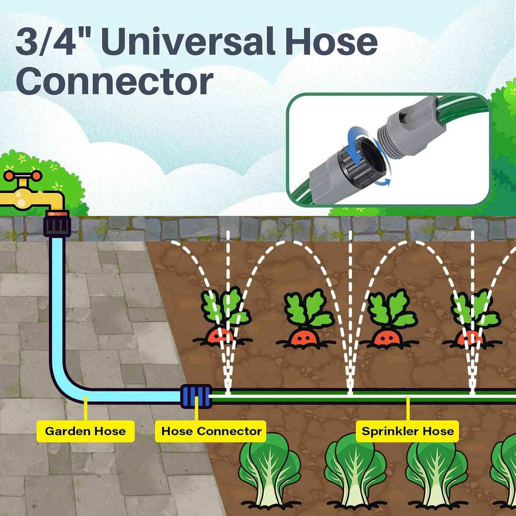 Jin&Bao 50FT Sprinkler Hose Heavy Duty Garden Lawn Water Hose with Staples | High-efficiency sprinkler system,dual-use design,3-6ft even spray,20-60 PSI PVC,comes with fixed staples