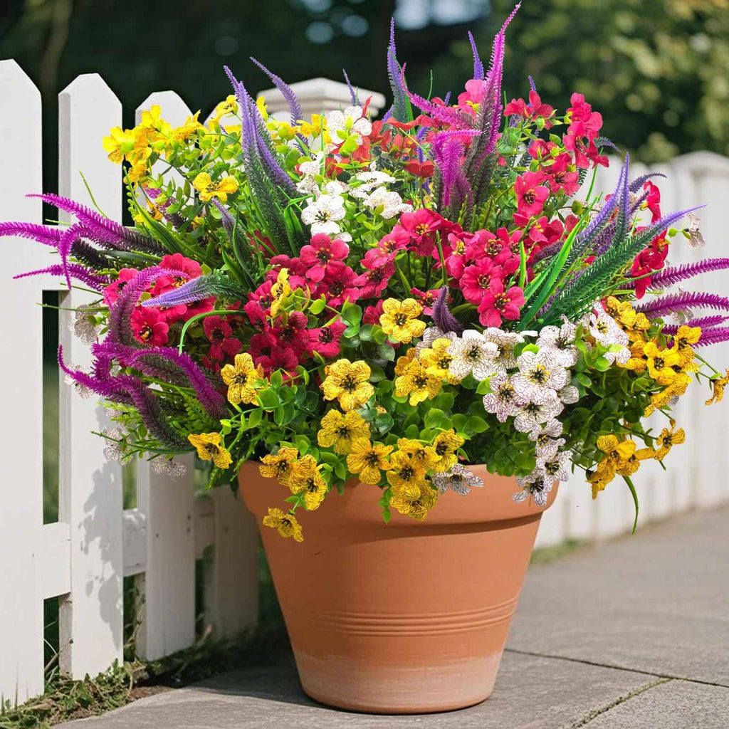 AITISOR 20 Packs Artificial Flowers Outdoor UV Resistant Fake Plants for Garden Patio Decor - Realistic Greenery for Hanging Planter Porch Window Home Wedding Spring Summer Decor
