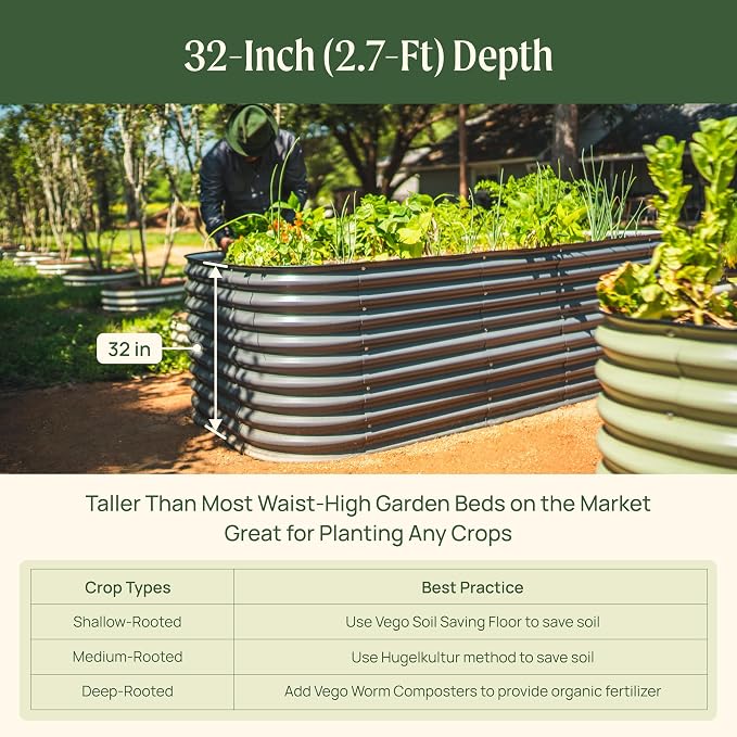 32" Extra Tall Raised Garden Bed Kits, 3.5 x 5 x 2.7ft Raised Planter Box - Image 5