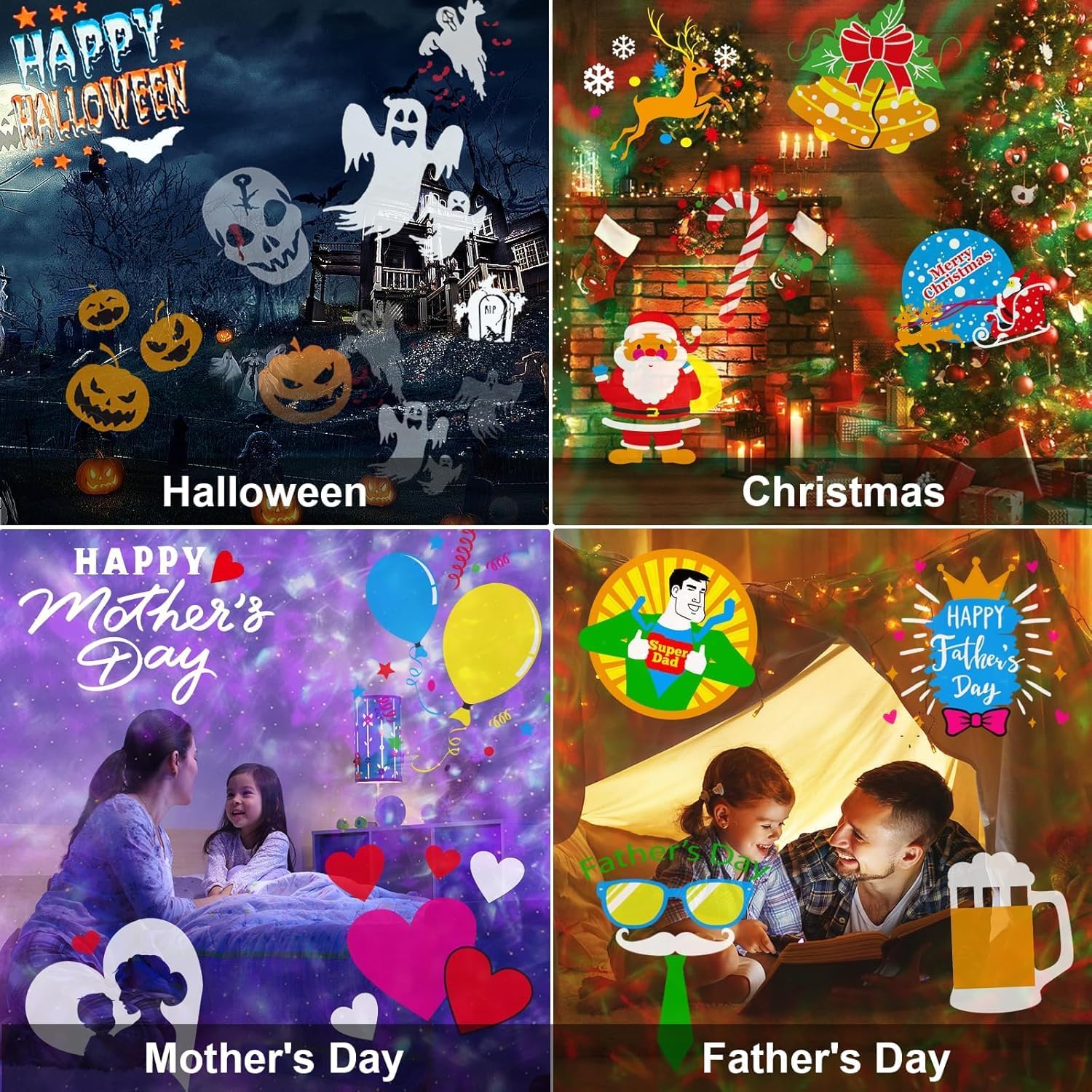 Brighter Halloween Decorations Projector Lights, 2026 Upgraded Holiday Projectors, Christmas Projector with 19 HD Replaceable Slides (Ocean Wave & Patterns), Waterproof Halloween Projector Light Show