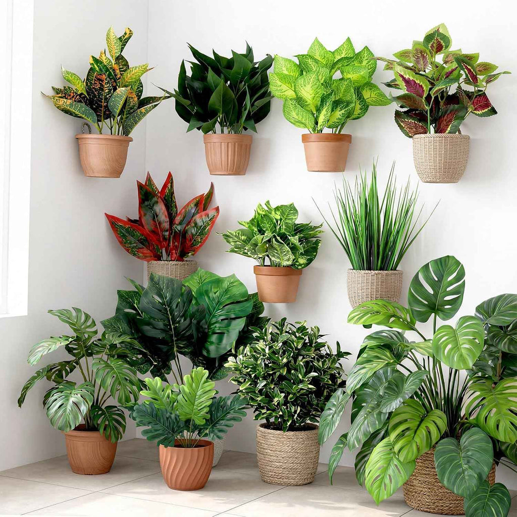 Hoteam 30 Bundles Outdoor Artificial Plants Faux Bushes Plastic Fake Greenery Stems Shrubs UV Resistant for Indoor Outside Hanging Plants Front Porch Home Garden Window Box Spring Summer Decor