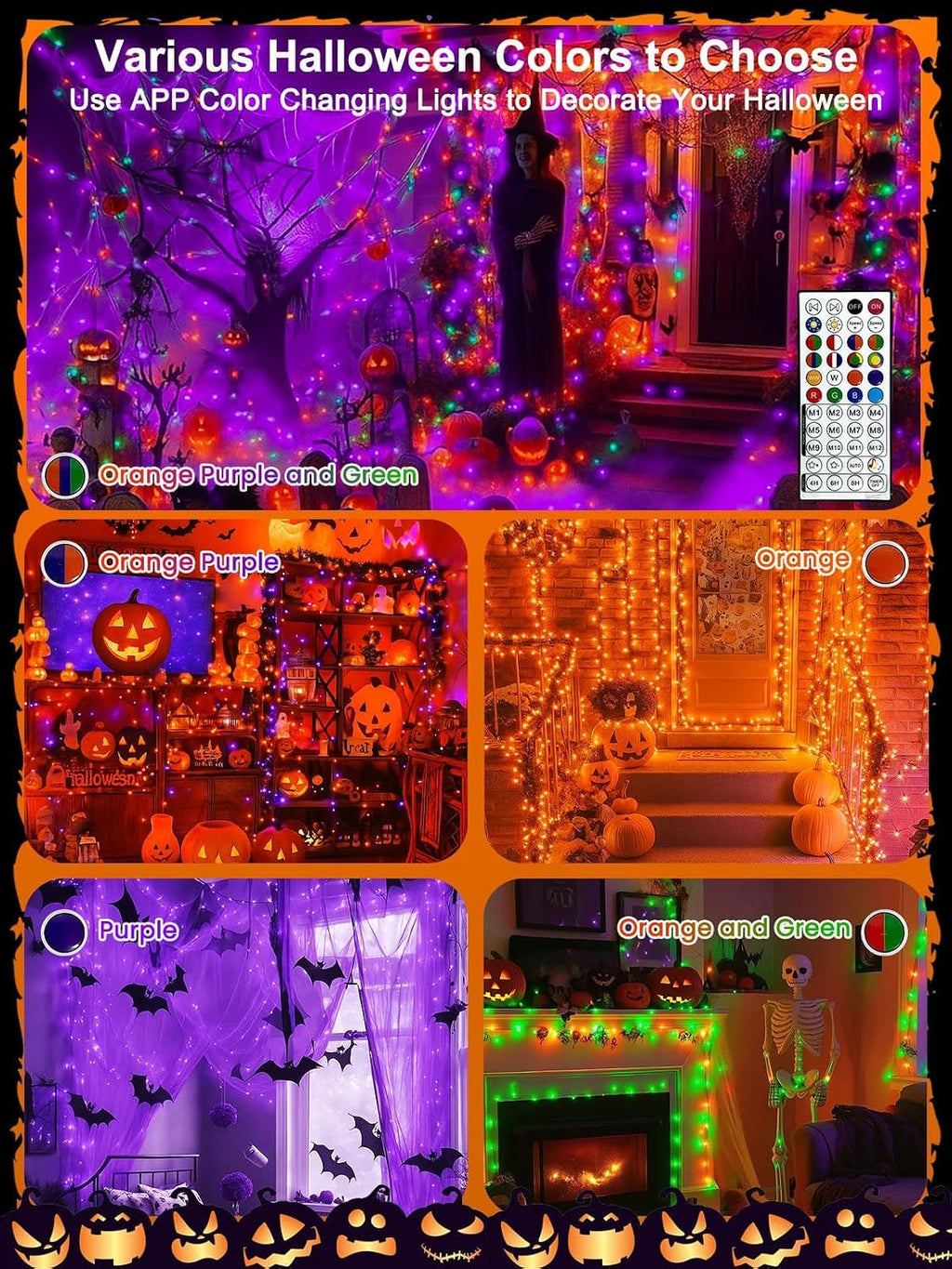 200 LED Smart RGB Color Changing String Lights APP & Remote for Halloween | 66 FT Halloween Twinkle Lights IP44 Waterproof, Timer, Music Sync, Multiple Colors & Modes, Outdoor Christmas Fall Decoration