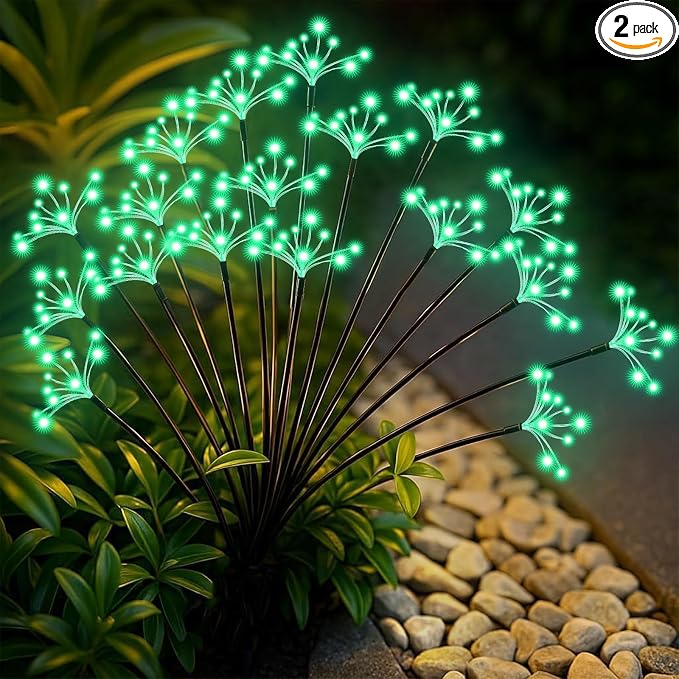 Solar Garden Lights 2 Pack Waterproof Swaying Starburst Light Solar Outdoor by Slyuexu
