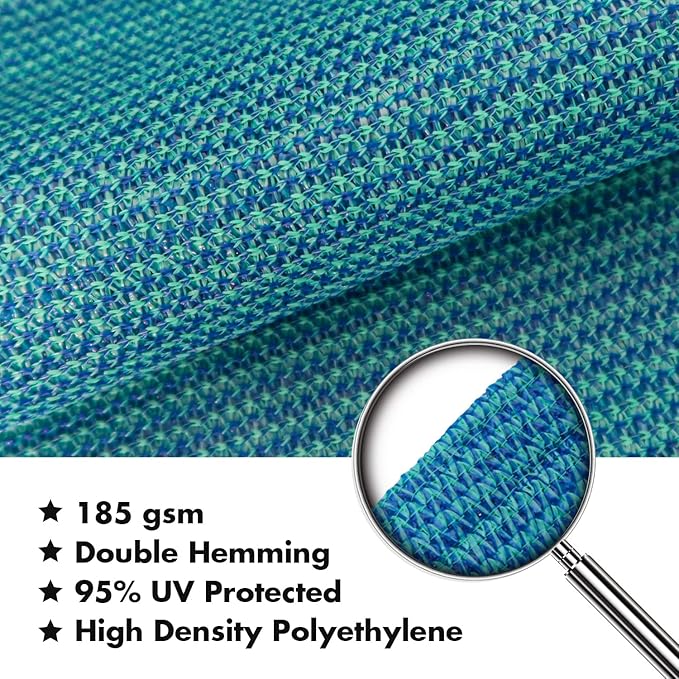 KANAGAWA 6'X8' Turquoise Mix Custom Size Sun Shade Sail Rectangle UV Block - Image 4