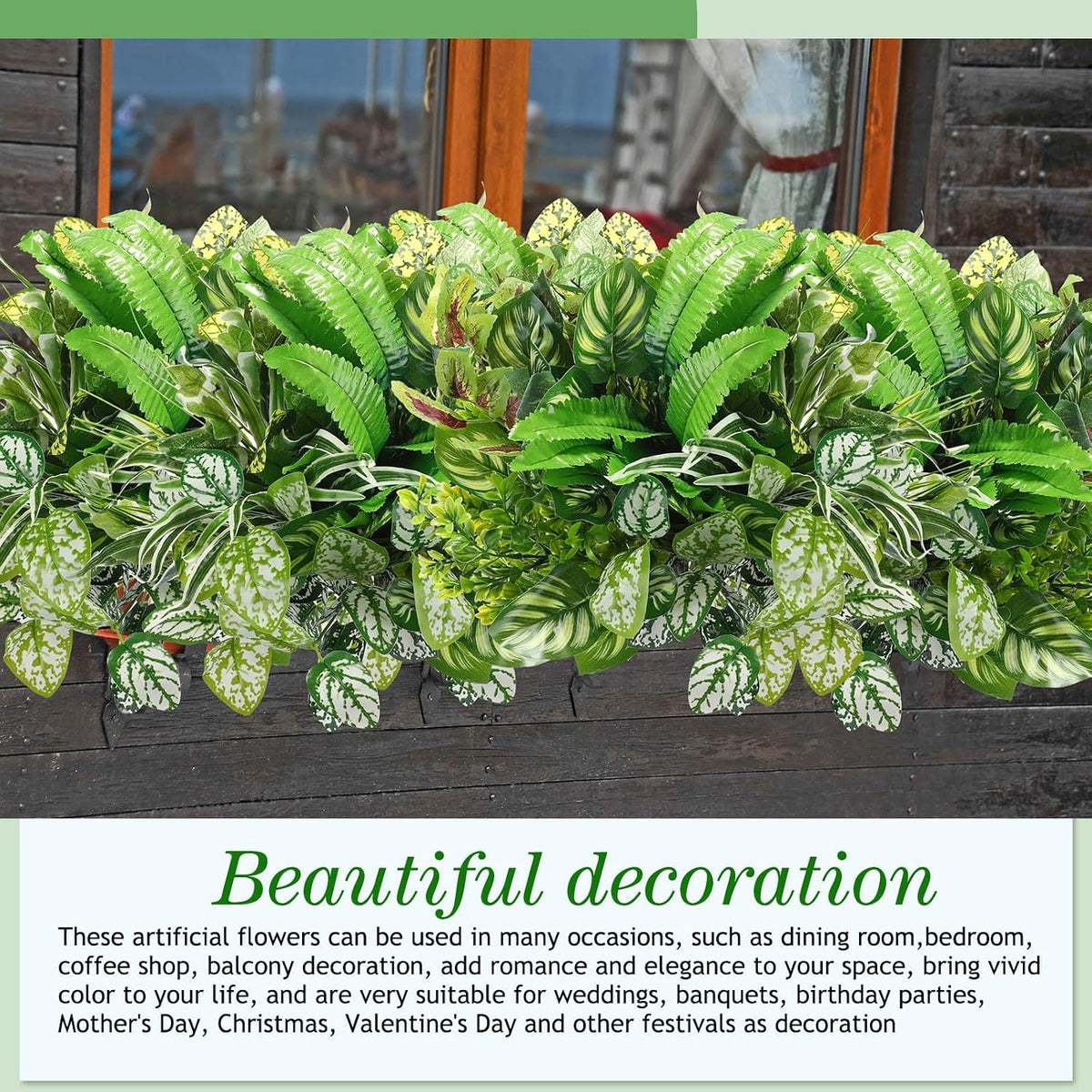 Cindeer 24 Pcs Artificial Flowers Planters for Outdoors, UV Resistant Faux Fake Greenery Plastic Plants Outdoor Indoor for Spring Summer Decors Wedding