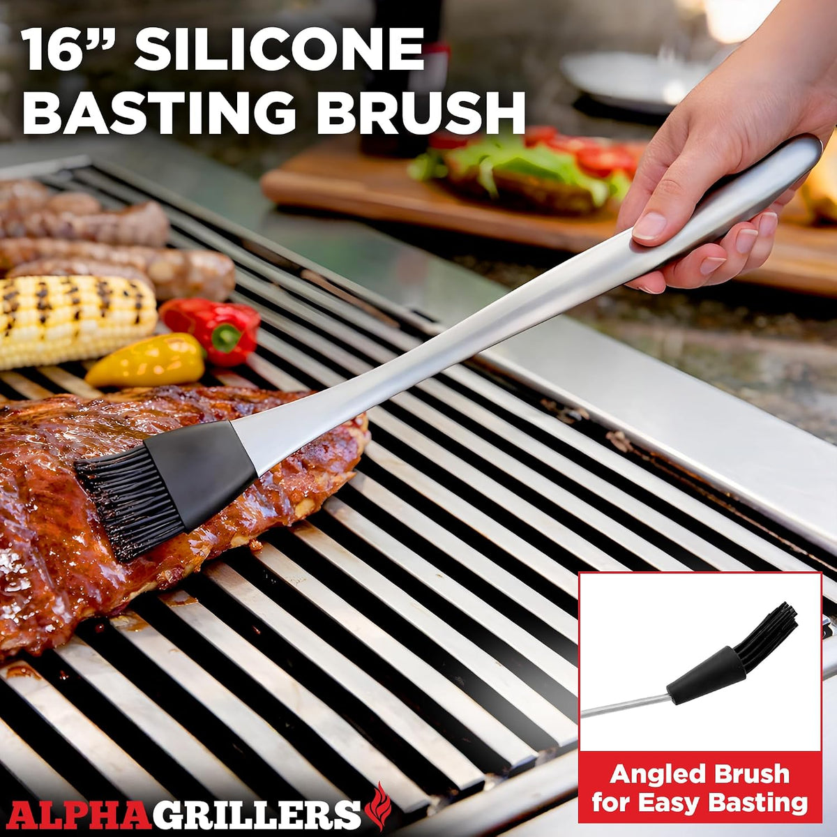 Alpha Grillers Grill Tools Set, BBQ & Grilling Accessories Outdoor Utensils | Heavy-Duty Stainless Steel Spatula, Fork, Brush & Tongs, Great BBQ Gift for Men