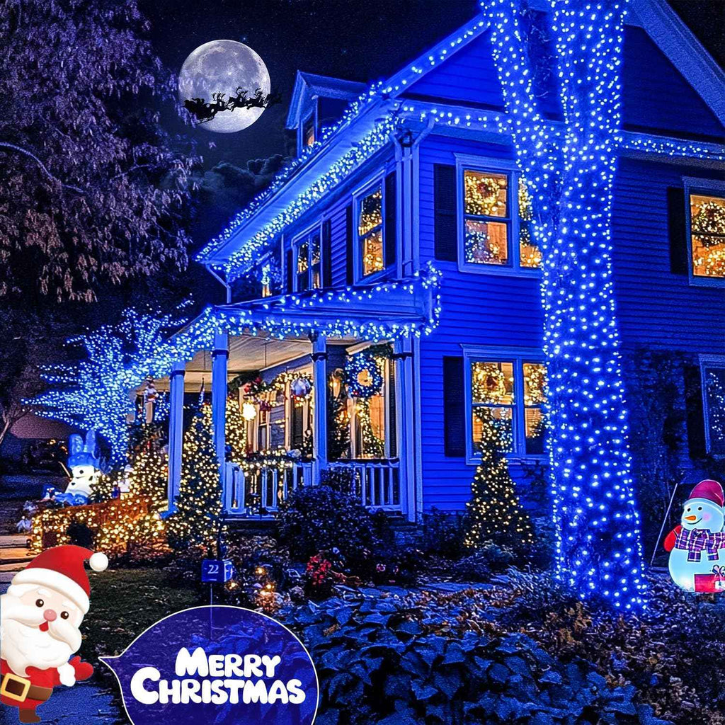 JMEXSUSS 2 Pack Solar String Lights Outdoor, Total 400 LED 151FT, Blue | Outdoor Waterproof, 8 Modes Solar Christmas Lights for Outside Patio Yard Garden Party Tree Christmas Decorations