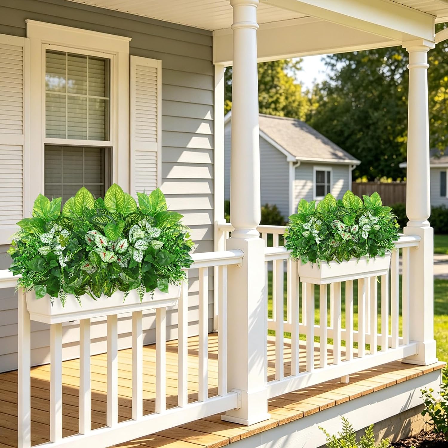 12 Bundles Artificial Plants for Indoor Outdoor UV Resistant Faux Plants | Weldomcor Fake Greenery Stems with Eucalyptus Fern Faux Shrubs for Outside Porch Planters Garden Window Box Patio Decor