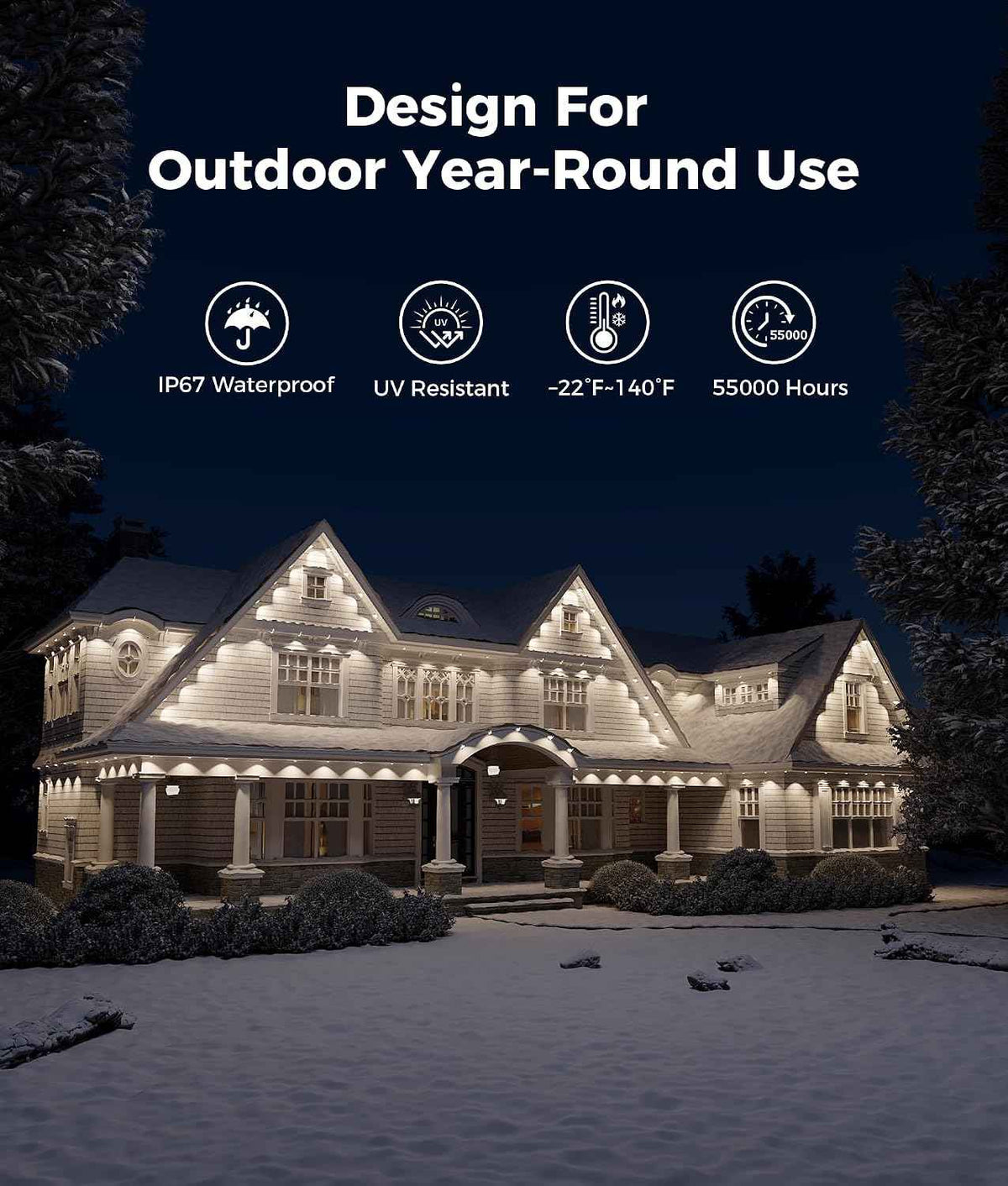 DeckTok Permanent Christmas Lights Outdoor, 100ft RGB & 60pcs LED Lights | 79 Scene Modes with Timer for Smart Outdoor Christmas Decorations, IP67 Waterproof Works with Alexa and Google Assistant