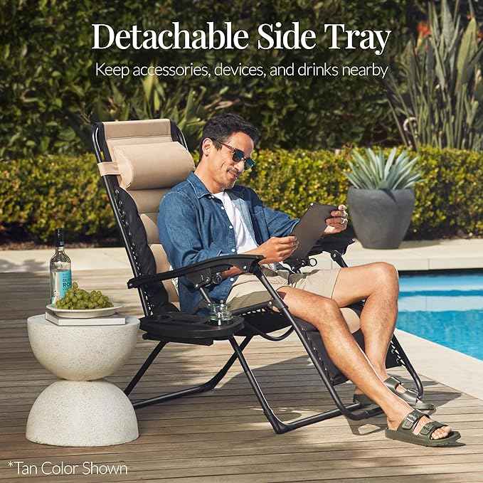 Best Choice Products Oversized Padded Zero Gravity Chair, Folding Outdoor Patio