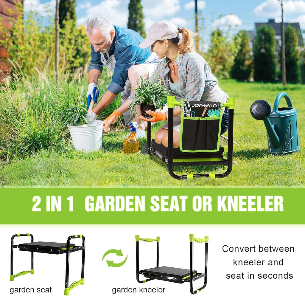 10.9in Wide Foldable Garden Kneeler and Seat, Heavy Duty with Thick Pad | Garden kneeler seat for seniors, Thick kneeling pad, Gardening stool, Foldable, Kneel & sit stool, Planting & weeding aid