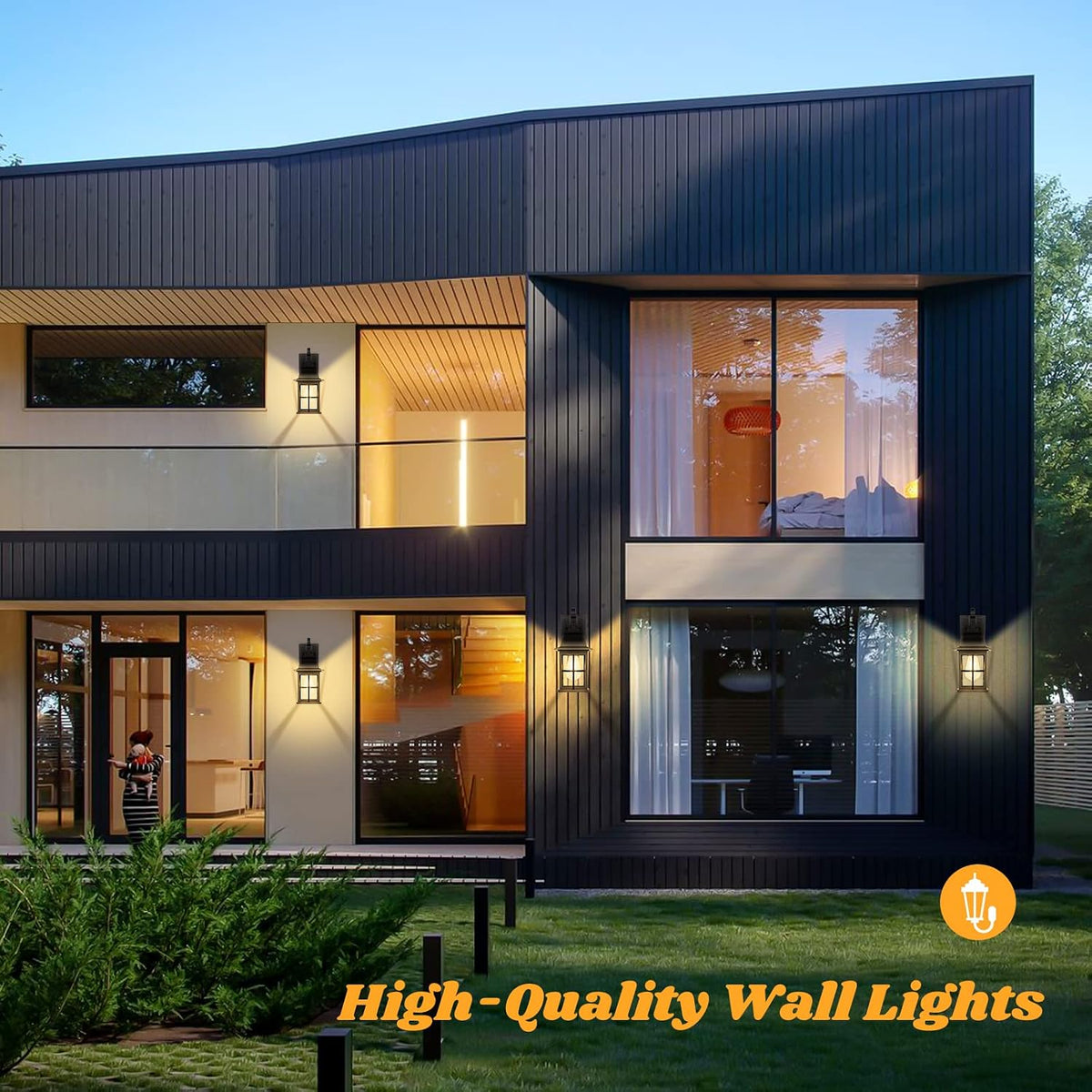 2-Pack Outdoor Wall Sconces, 100% Aluminium Oil-Rubbed Bronze Exterior Light Fixtures Wall Mount, Waterproof &Anti-Rust Outside Wall Lanterns Porch Lights for House Garage Doorway, Bulbs Not Included